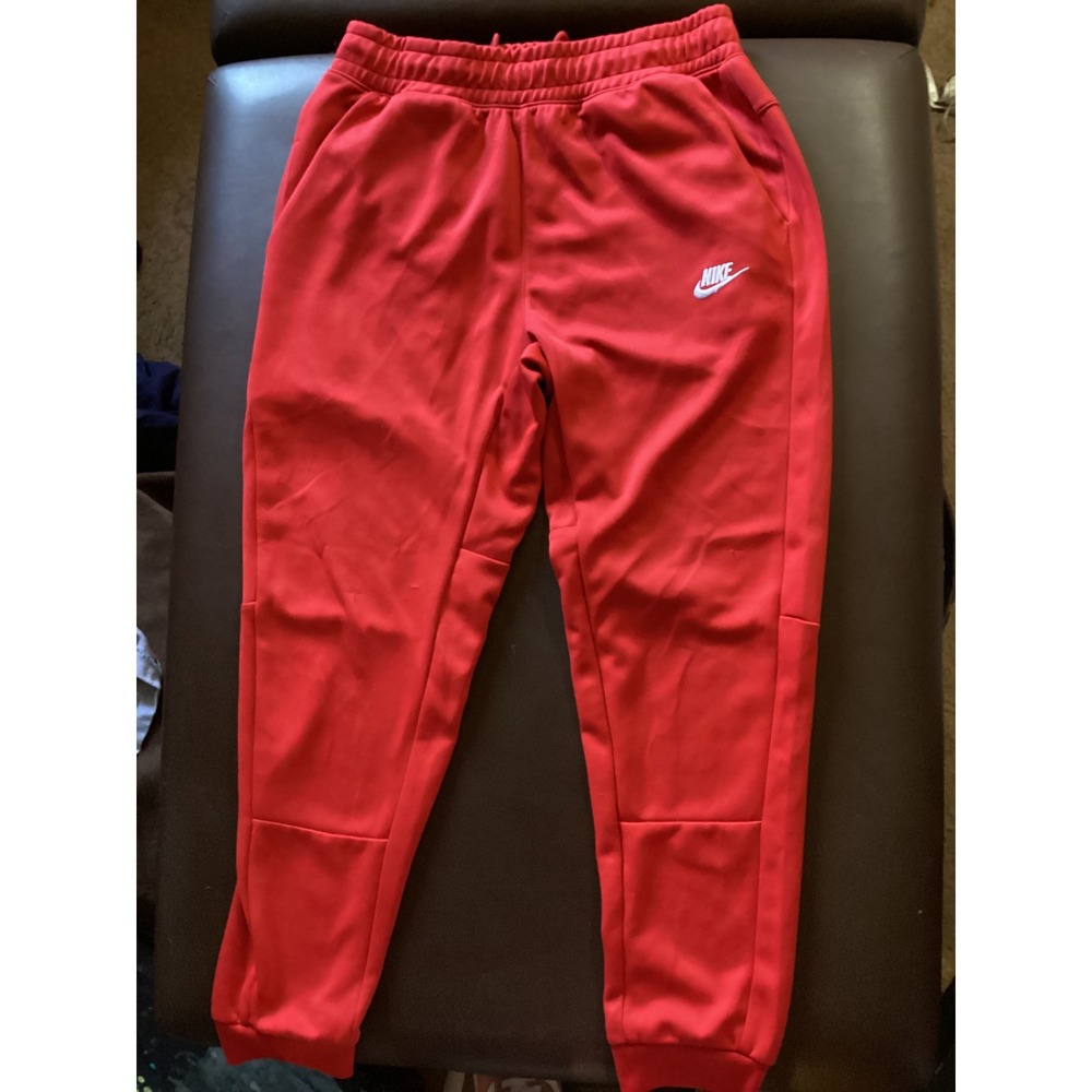 Nike Mens Sportswear Joggers Red Futura Logo Tapered Sweatpants Athletic Pants